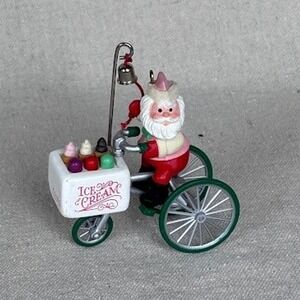 Hallmark Kringles Ice Cream Snow Cones‎ Santa Tricycle Ornament 1986